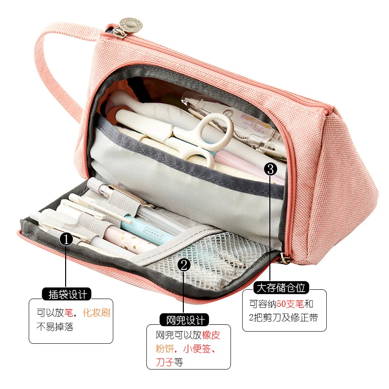 Pencil Case School Supplies Multi Layer Large Student Pen Kawaii Storage Bag Pen Pencil Bag Office School Cute Stationery