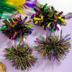Mardi Gras Colorful Handmade Glitter Plastic Hoop Earrings for Women Fireworks Large Fireworks Narrow Earring Holiday Decoration