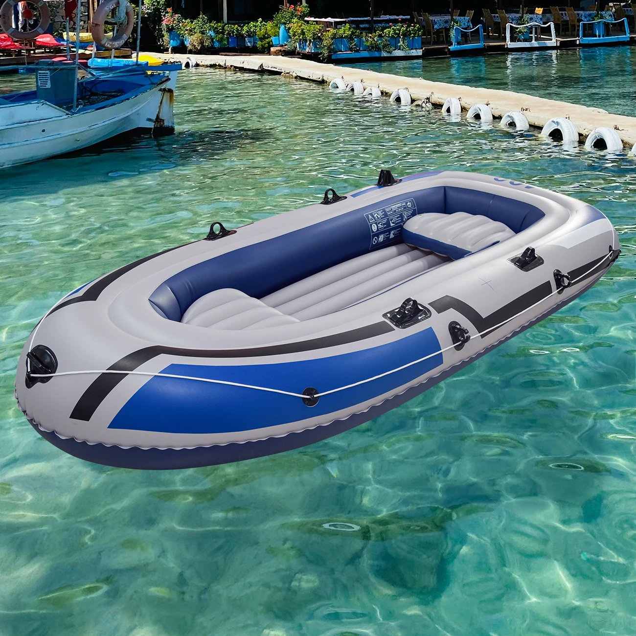 1PC opblaasbare boot, zwembad meer vlotter vlot voor volwassenen, draagbare vissersboot vlot voor meer met roeispanen handpomp