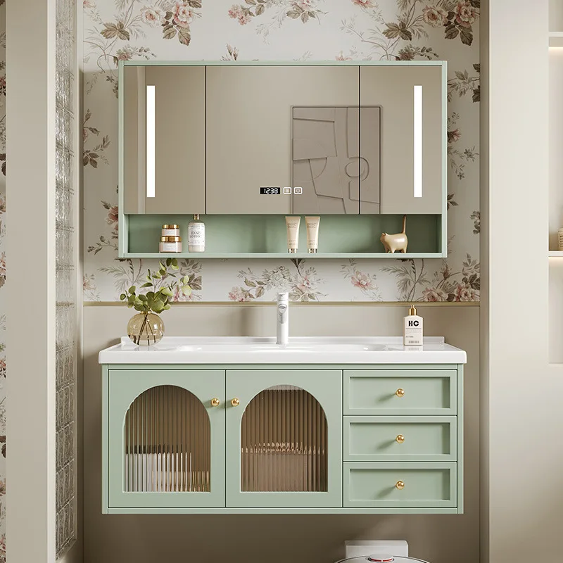 

French new oak bathroom cabinet ceramic integrated simple bathroom wash basin wash basin combination hand wash