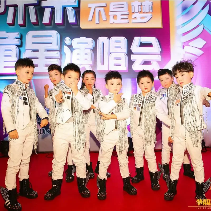 Outfit Drum Singer Performance Clothing Kids Stage Clothes Festival Clothing Boys Modern Dance Costume Sequin Fringe Suit Rave