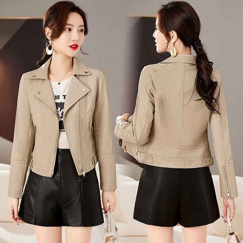 2024 Spring New Style Fashion Trend Korean Edition Loose and Casual Sheepskin Leather Jacket Short Coat