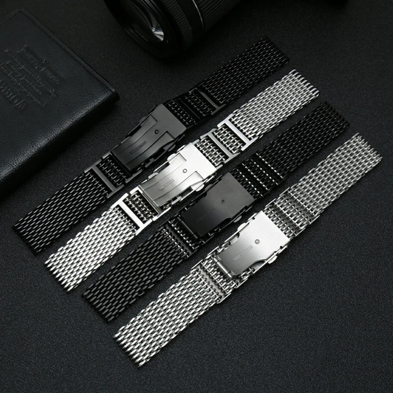 For Panerai Breitling Omega Seiko Casio Series Stainless Steel Watch Band Cool Shark Mesh Steel Strap Male Bracelet 20 22MM 24MM