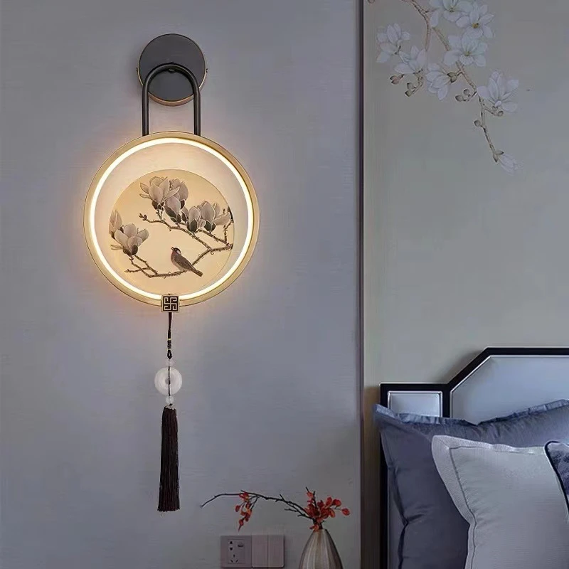 New Chinese style wall lamp, modern and minimalist creative designer, living room, bedroom, bedside lamp, study lighting fixture