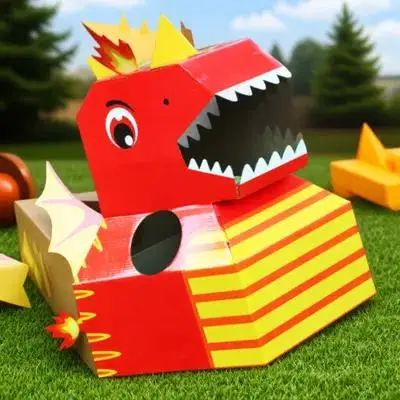 

1pc Dinosaur Head Carton Thickened Wearable Diy Kids Puzzle For Party Birthday Children'S Day Gift Educational Assembly