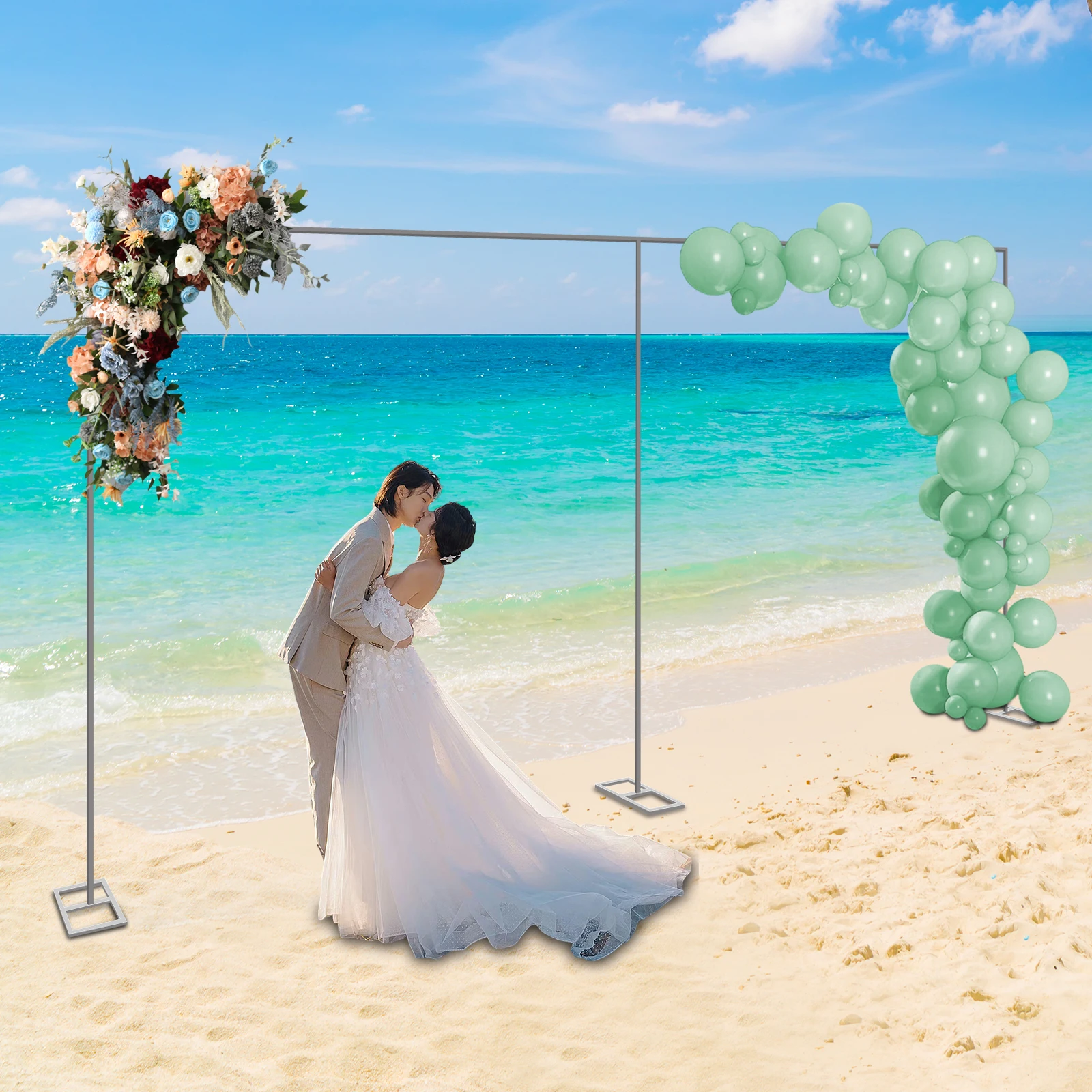 10x20Ft Hochzeit Party Hintergrund Stand Rohr Kit Heavy Duty Fotografie Hintergrund Unterstützung System Vorhang Rahmen Hochzeit Bogen Silber