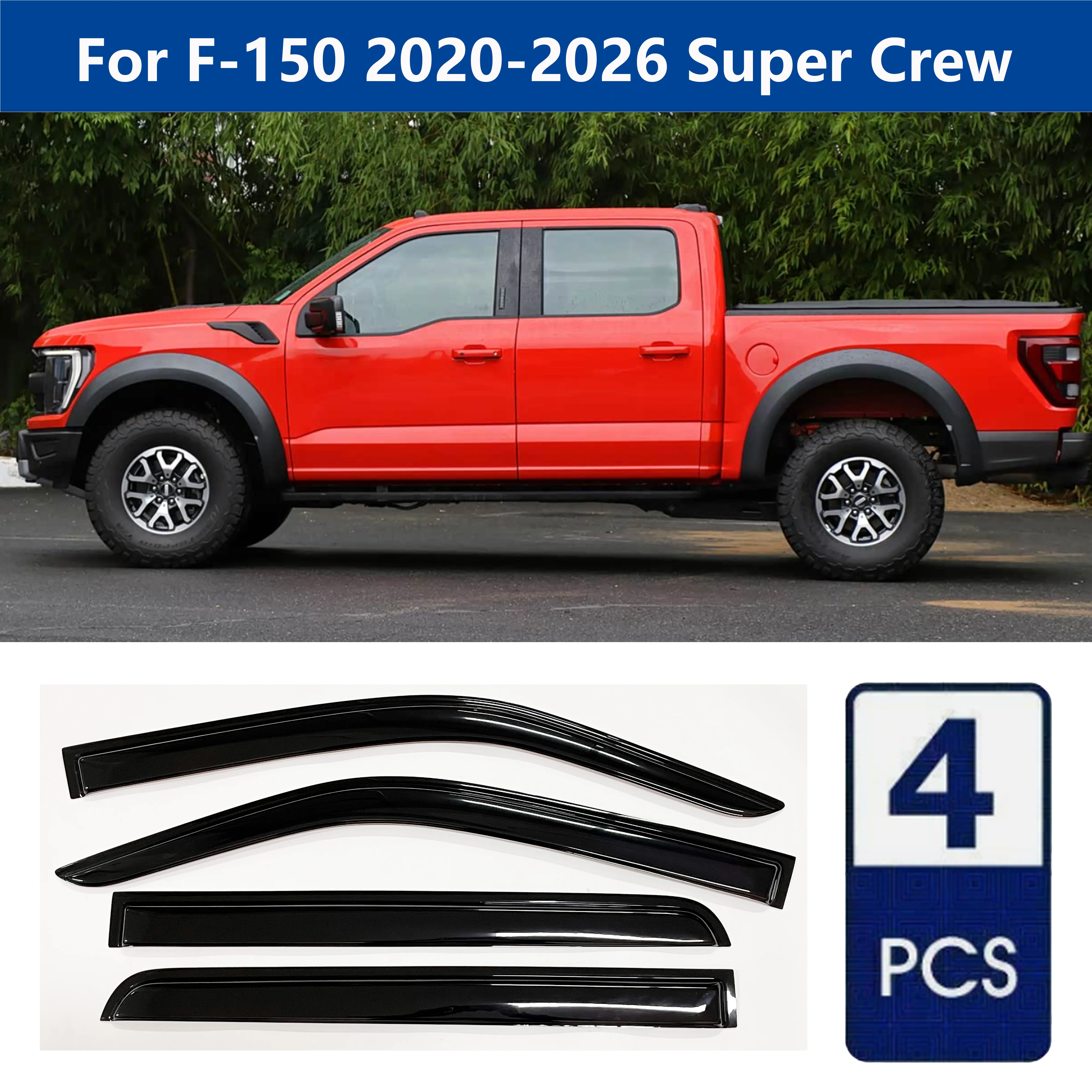 

Высококачественные дефлекторы окон AIBAP (4 шт.) для Ford F-150 2020-2026 SuperCrew, защита от дождя и солнца