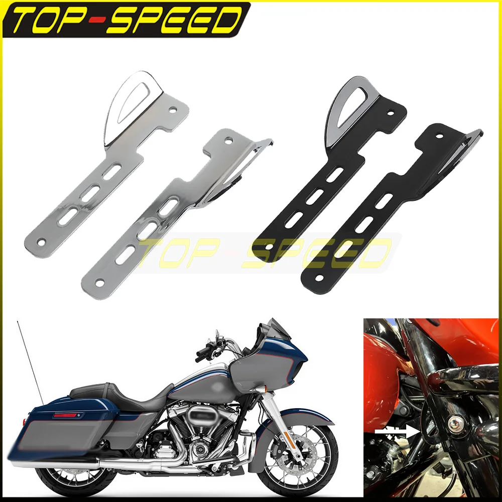 Motorcycle Chrome/Black Iron Front Binding Tie-Down Brackets Accessories For Harley Touring Road Glide FLTRXSE 23 Steet Glide 24