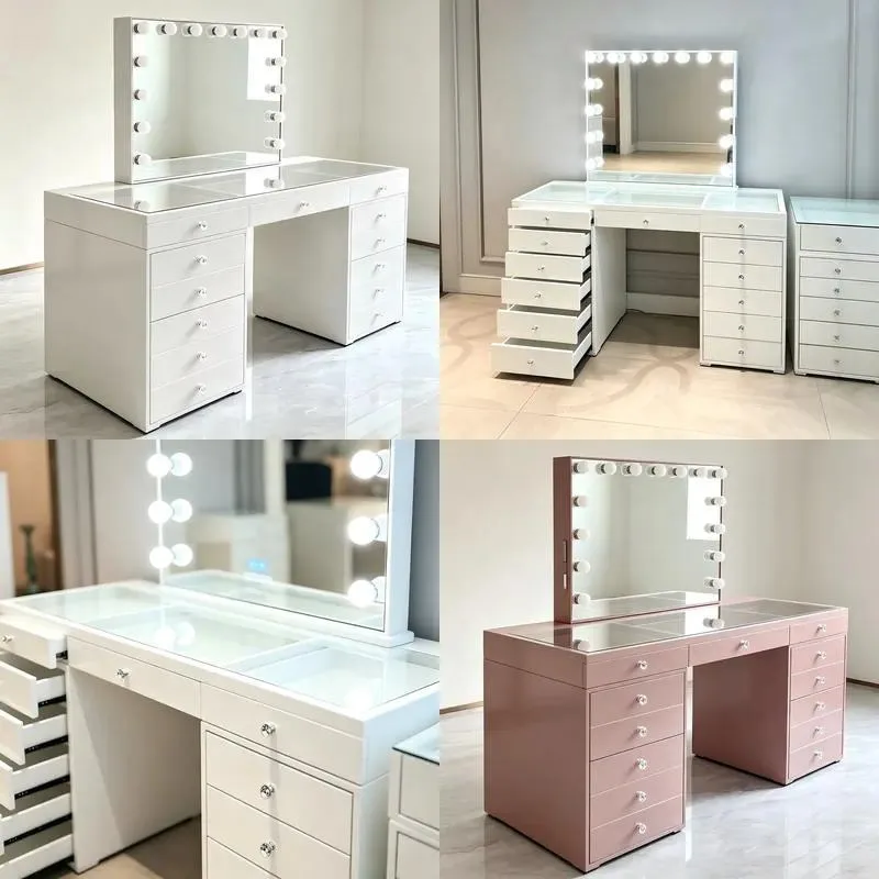 White American Dresser with 5 Drawers Commercial Makeup Vanity for Wedding Shop Hotel