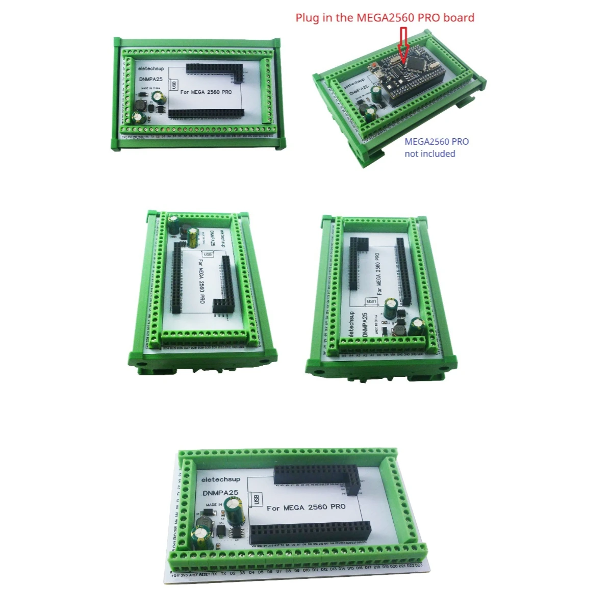 DC-DC 5V 2A Converter MEGA2560 PRO DIN Rail Expansion Board 3.96mm Mount Screw Terminal Block Adapter Module DNMPA25 for Arduino