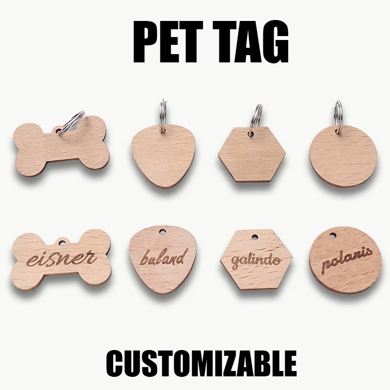 

Custom Pet ID Tags Personalized Dog and Cat Tags Laser Engraving LOGO Text on Both Sides in Bone Round Hexagon Heart Gift