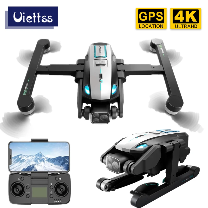

Складной Квадрокоптер S188 с GPS и оптическим потоком, складной Дрон с тройной камерой 4K, бесщеточным обходом препятствий, Wi-Fi, FPV