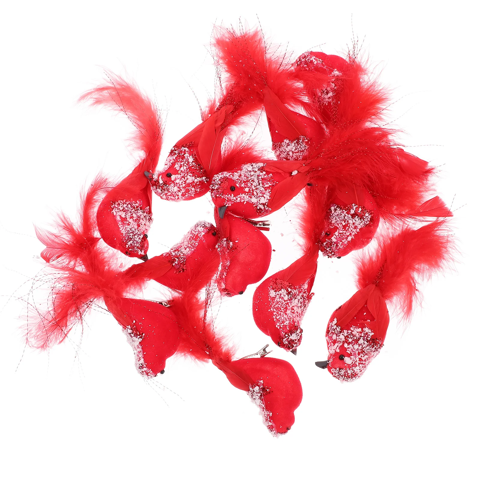 

12 Pcs Christmas Hanging Ornament Simulation Bird Decoration Artificial Ornaments Decorate Cardinal Birds Wreath