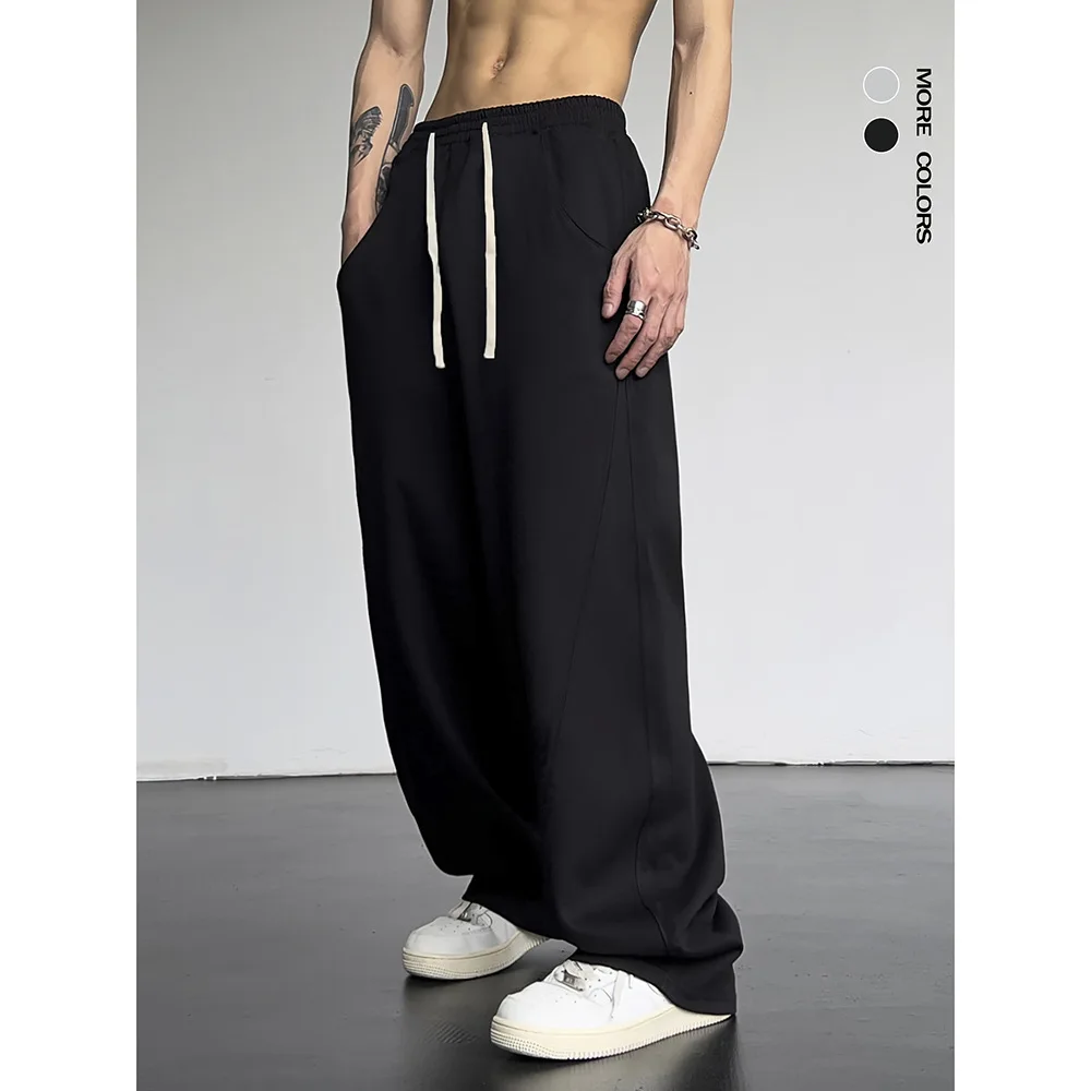 

Loose Men's Casual Wide Leg Spor Sweatpants High Street Design Straight Leg Long Trousers Comfortable Faionable Pants
