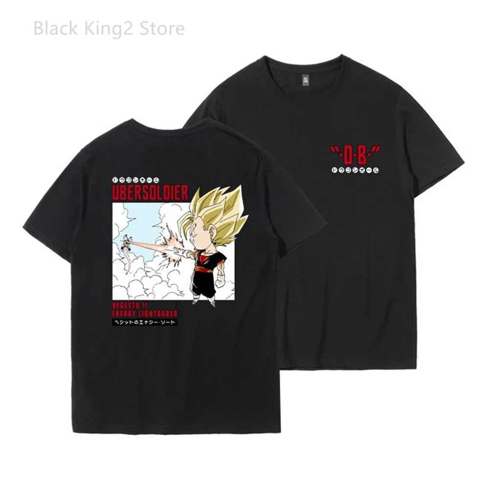 Dragon Ball Graphic Short Sleeve T-Shirt Men\'s Wukong Vegeta Casual Loose Cotton T Shirts for Men Korean ins Trend Mens Clothing