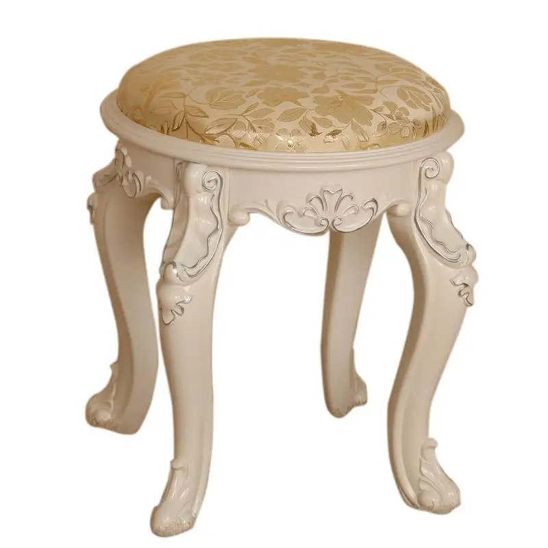 

Round dressing European makeup Carved sofa stool Low Ivory white dressing table stool European dining table st