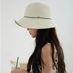 NEW Bucket Hat Simple and irregular women's elegant foldable basin hat summer high end Fisherman Hat Women's outing straw hat