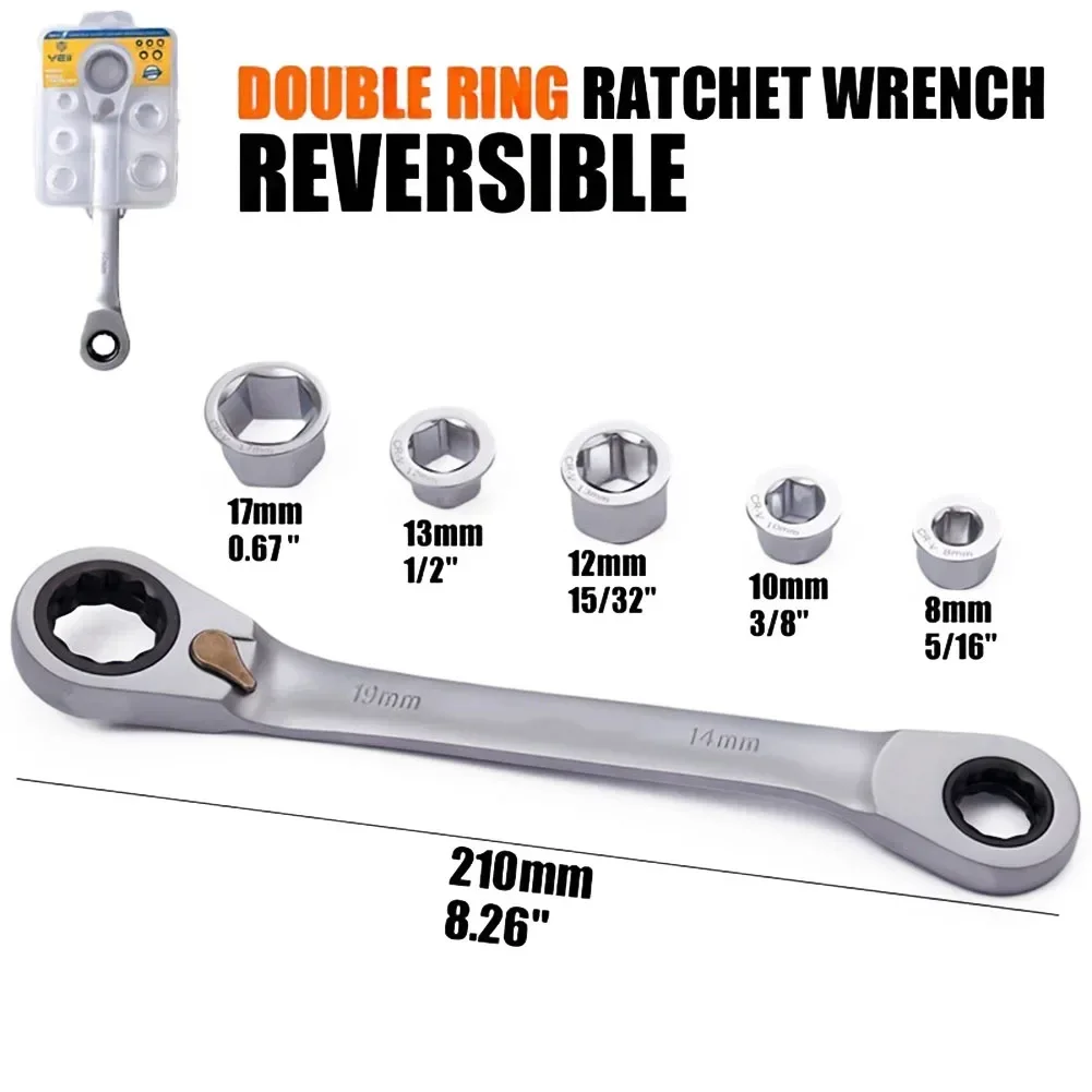 Combination Spanner Ratchet Wrench Set Chrome Vanadium Steel Mirror Polished Finish Reversible Ratchet Wrench Set