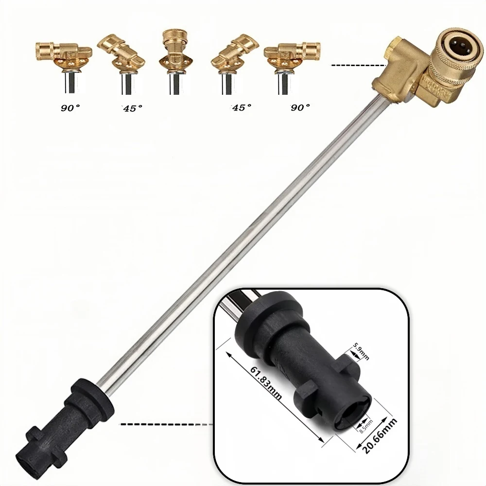 High-Pressure Wash Gun Extension Wand–Multiple Specs lenght for Karcher K2/K3/K4/K5/K7–180° Pivoting Coupler & Nozzles Included