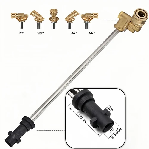 Imagen 2 del producto Varita de extensión para pistola de lavado de alta presión, longitud de múltiples especificaciones para Karcher K2/K3/K4/K5/K7–180 °   Acoplador pivotante y boquillas incluidas