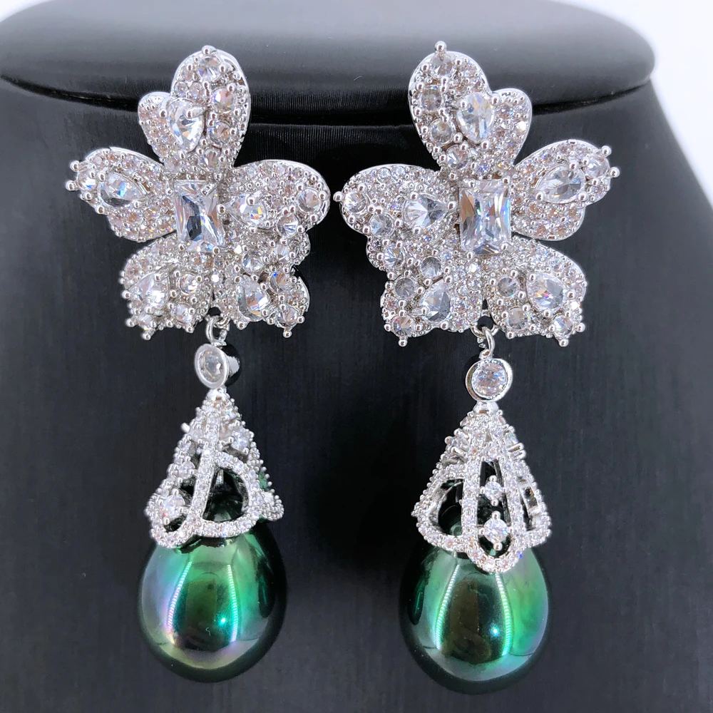 

Missvikki New Luxury Romantic Opal Drop Earrings Shiny Cubic Zircon Fashion Earrings For Women Bridal Wedding Party Accessories