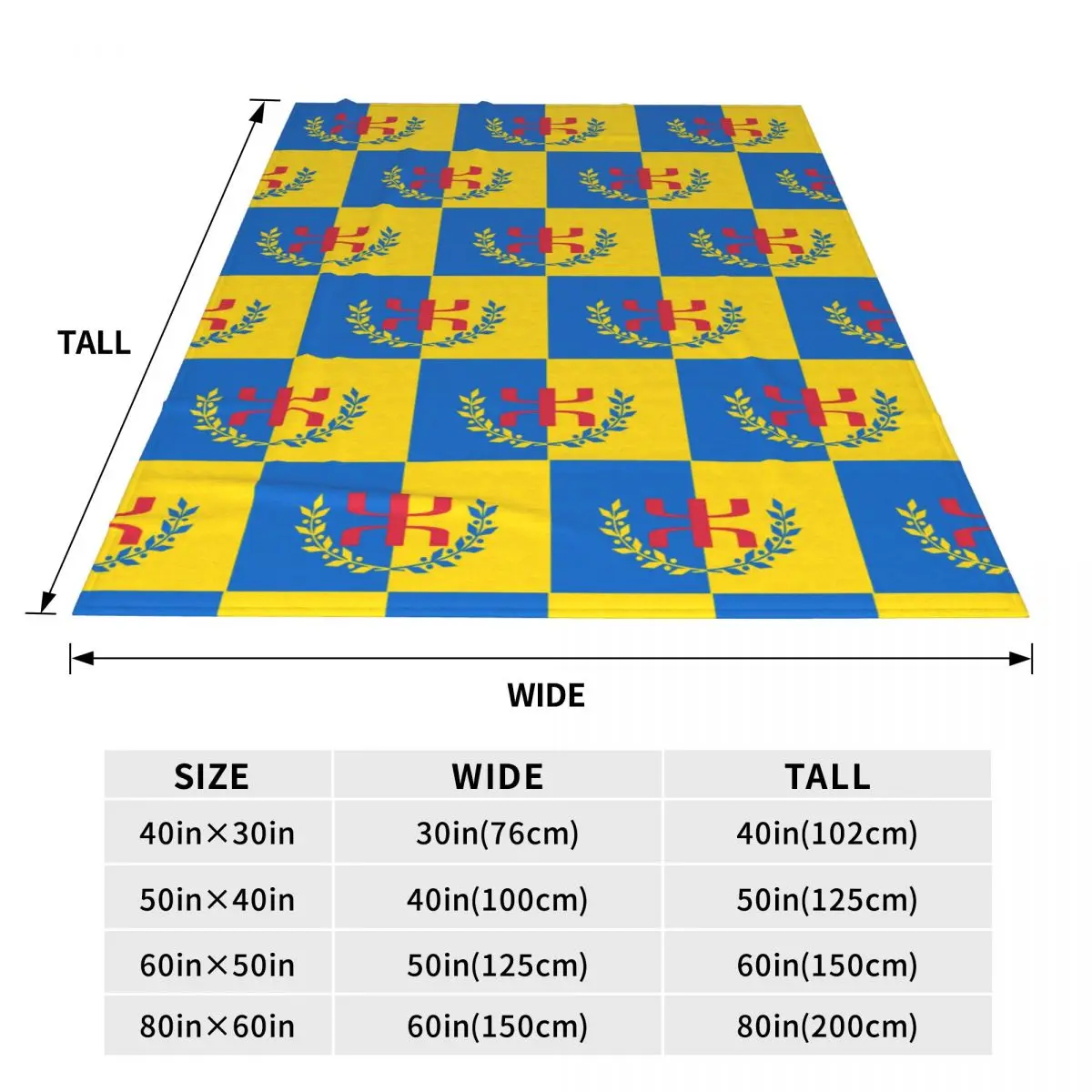 Amazigh Flag Splash Berber Tifinagh Proud Blanket Soft Warm Flannel Throw Blanket Plush for Bed Travel Home Sofa