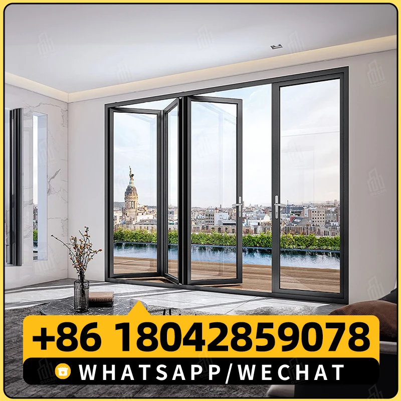 Orkaanbestendige buitenste Bi-vouwdeur Aluminium Bifold Glass Exterieur Aluminium Bi-vouwdeuren