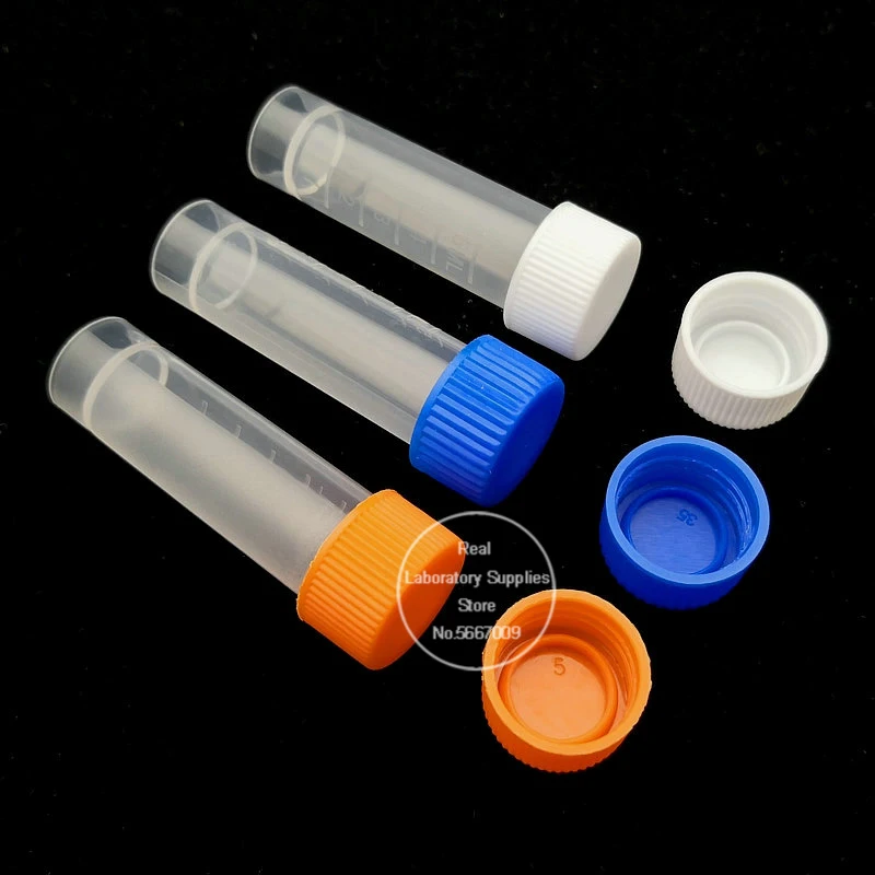 200pcs/pack 5ml PP Cryo Vial Freezing Tube Cold Storage bottle Cryovial Plastic Test Tubes  School Supplies