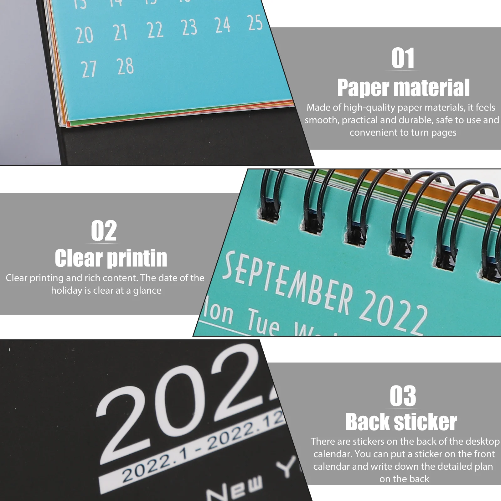 1 قطعة صغيرة 2022 التقويم مكتب مذكرة قاعدة قابلة للطي واضح الطباعة الجدول التقويم عطلة مخطط دراسة مكتب الاستخدام