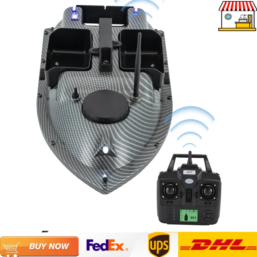 

Rechargeable GPS Fishing Bait Boat with 2 Batteries 16 Positioning Points 2kg Load Bait Boat