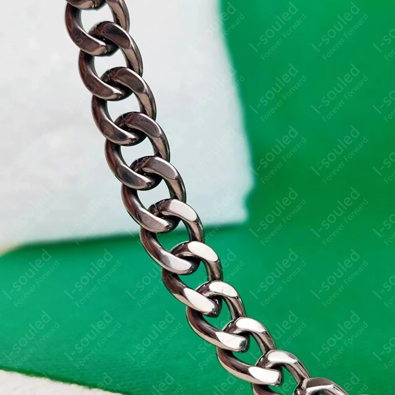 9.5Mm Width Solid Pure Titanium Ta1/Gr1 Cuban Chain Hip Hop Jewelry Clasp Titanium Color Necklace For Men 60Cm And 65Cm Length