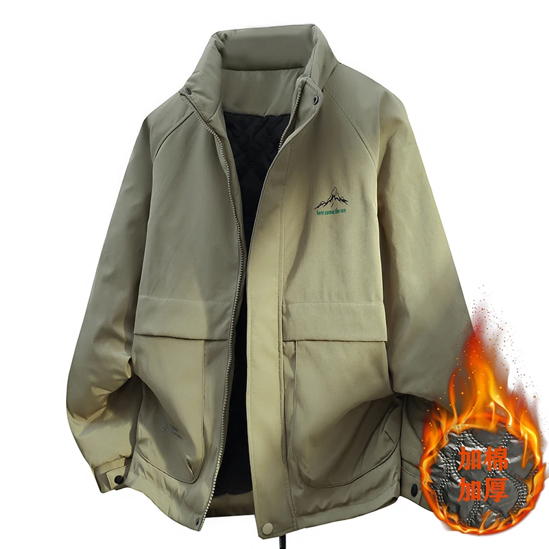 

2025 уличные мужские толстые хлопковые стеганые куртки-карго, свободные теплые парки с несколькими карманами, тактическое пальто в стиле милитари, мужское