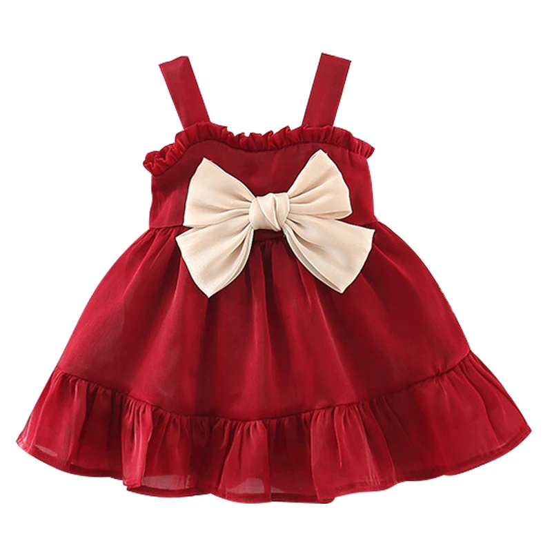 

Summer Outfits Toddler Girl Dresses Korean Cute Bow Mesh Sleeveless Baby Princess Dress Newborn Clothes Infant Clothing BC2331