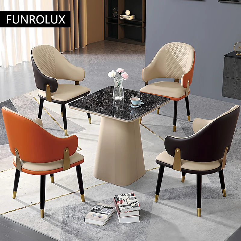 Negotiation Table And Chair Combination Light Luxury Hotel Club Model Office Leisure Reception Chair Dining Chair