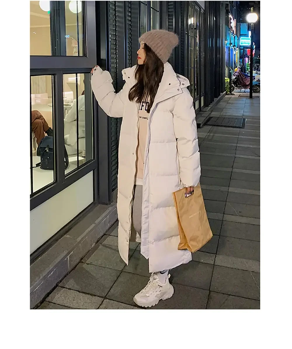 Tops Coats New Solid Color Long Straight Winter Coat Casual Women Parkas Clothes Hooded Stylish Winter Jacket Female Outerwear