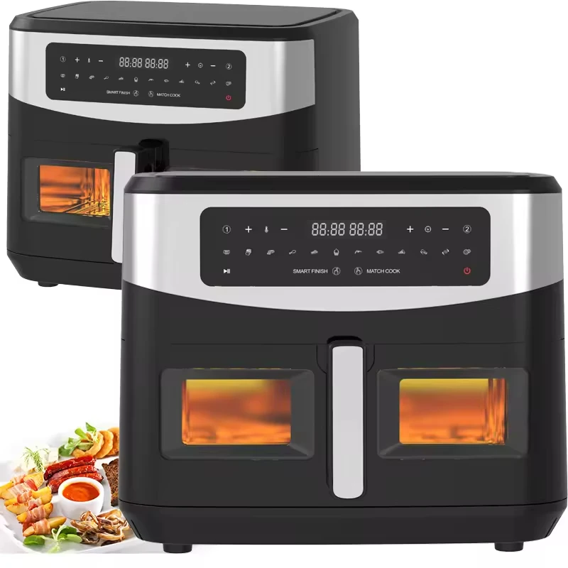 

2026 New Model Multi-functional10L Stainless Steel Dual Air Fryer LED Touch Screen No Oil Air Fryer with Visible Window for Opti