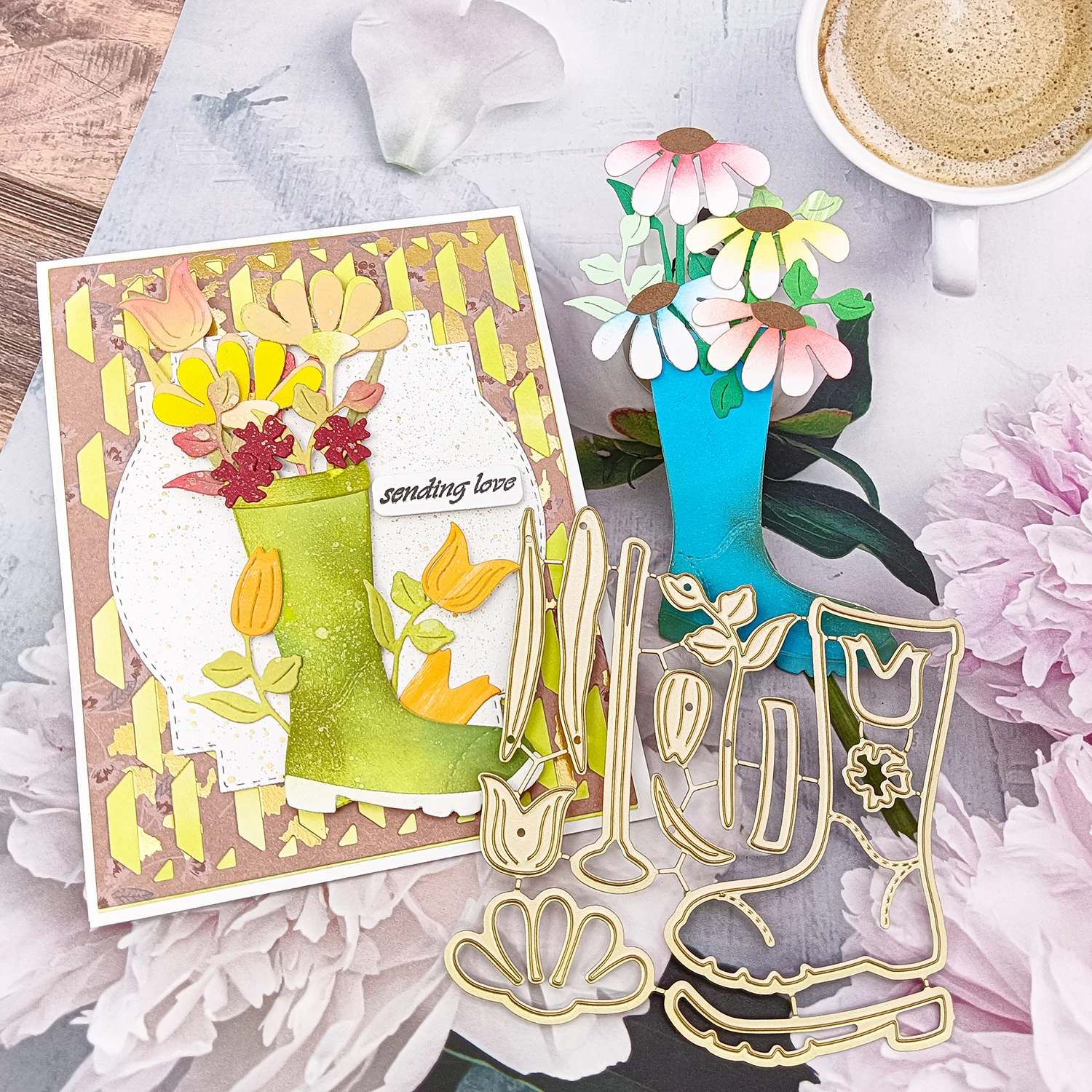1pc Rain Blume Schuhe Metall Schneiden Gestanzte Goldene Stirbt für Geschenk Papier Handwerk Handgemachte Karte, Die DIY Grußkarten