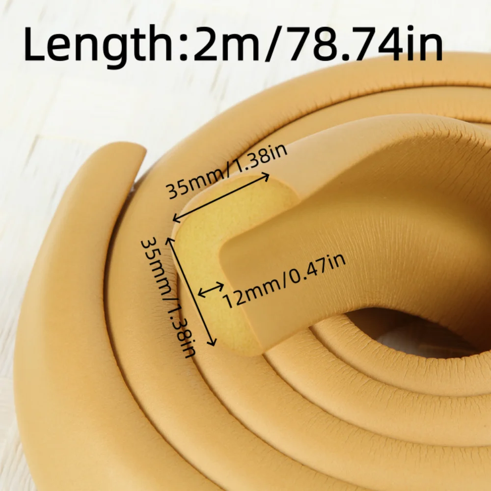 2M/78.74in Soft Safety Desk Table Edge Guard Strip Security L-ShapedProtection Bumper Edge Angle Home Anti-collision Strip