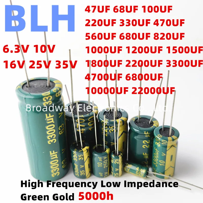 2-50PCS 6.3V 10V 16V 25V 35V High Frequency Low ESR Aluminum Capacitor 47UF 68UF 100UF 220UF 330UF 470UF 560UF 680UF 820UF