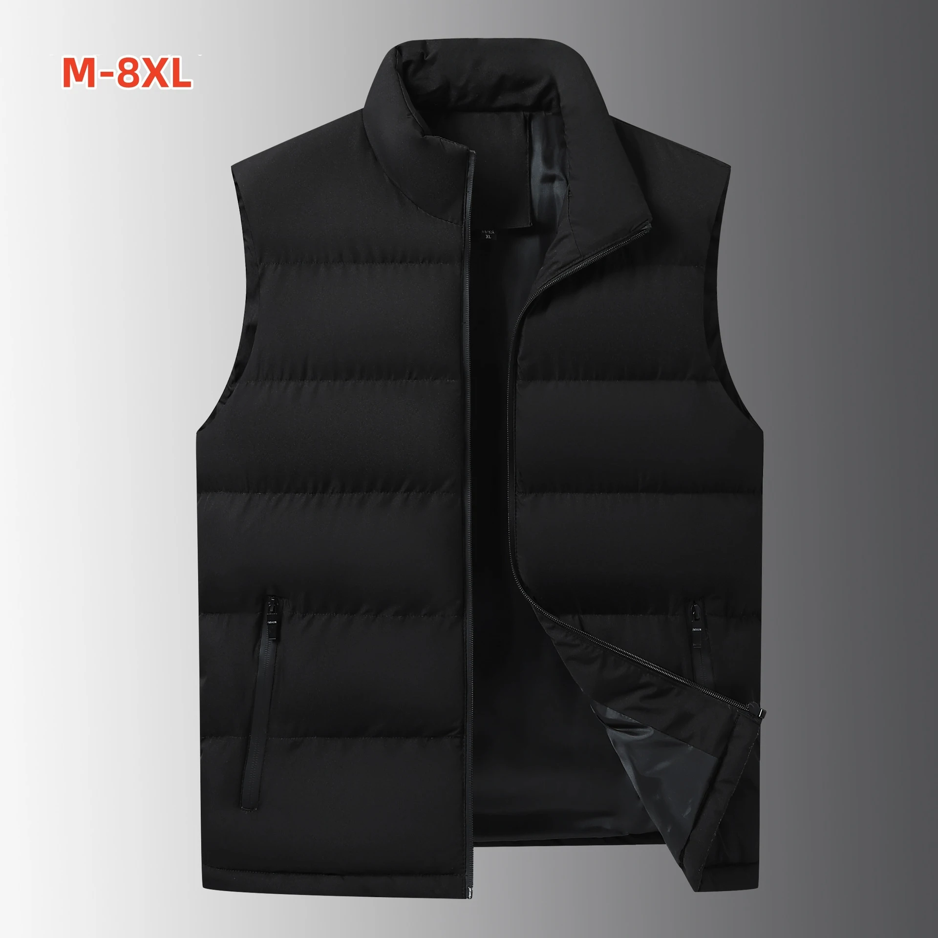 

Winter Mens Warm Down Vest Man Stand Collar Thick Windbreaker Padded Waistcoats Outdoor Men Windbreaker Zipper Vest Clothing 8XL