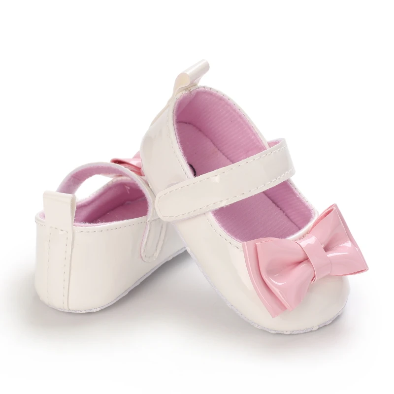 Baby Girls\' Soft Bottom Bowknot Princess Wedding Shoes Toddler Mary Jane Flats Newborn Infant Sneakers 0-18M