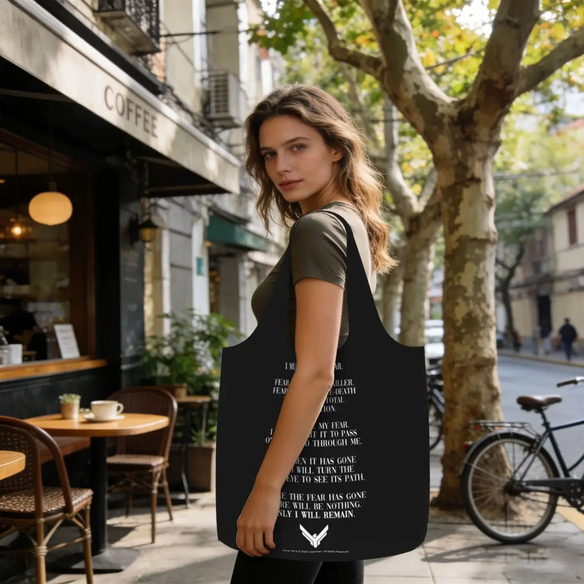 Litany Against Fear Dune 2020 Quote Shopping Tote Bag Canvas Large Capacity Shoulder Bags Shopper Grocery Handbag for Women