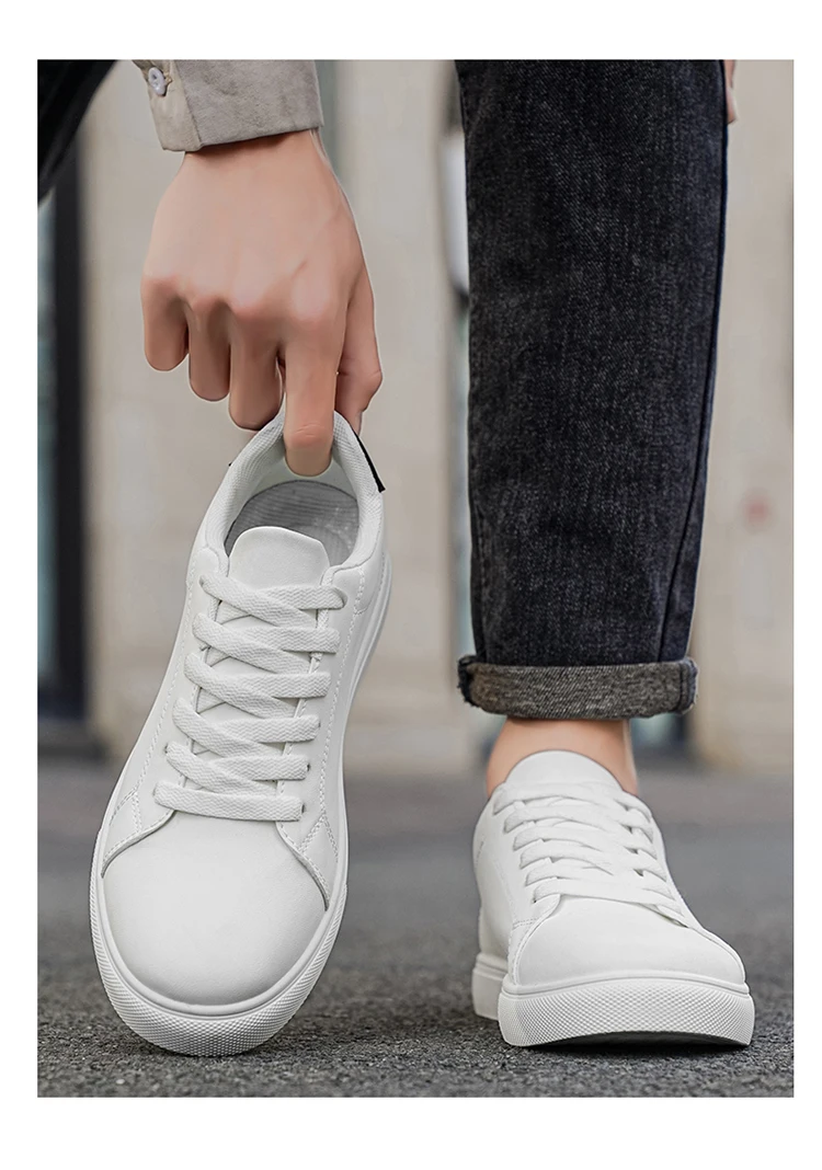 Klassische Herren-Schnürschuhe aus Leder mit Plateau-Sohle, Komfortable Rutschfeste Niedrige Skate-Sneaker für Stadt, Büro und Alltag – Detail 7