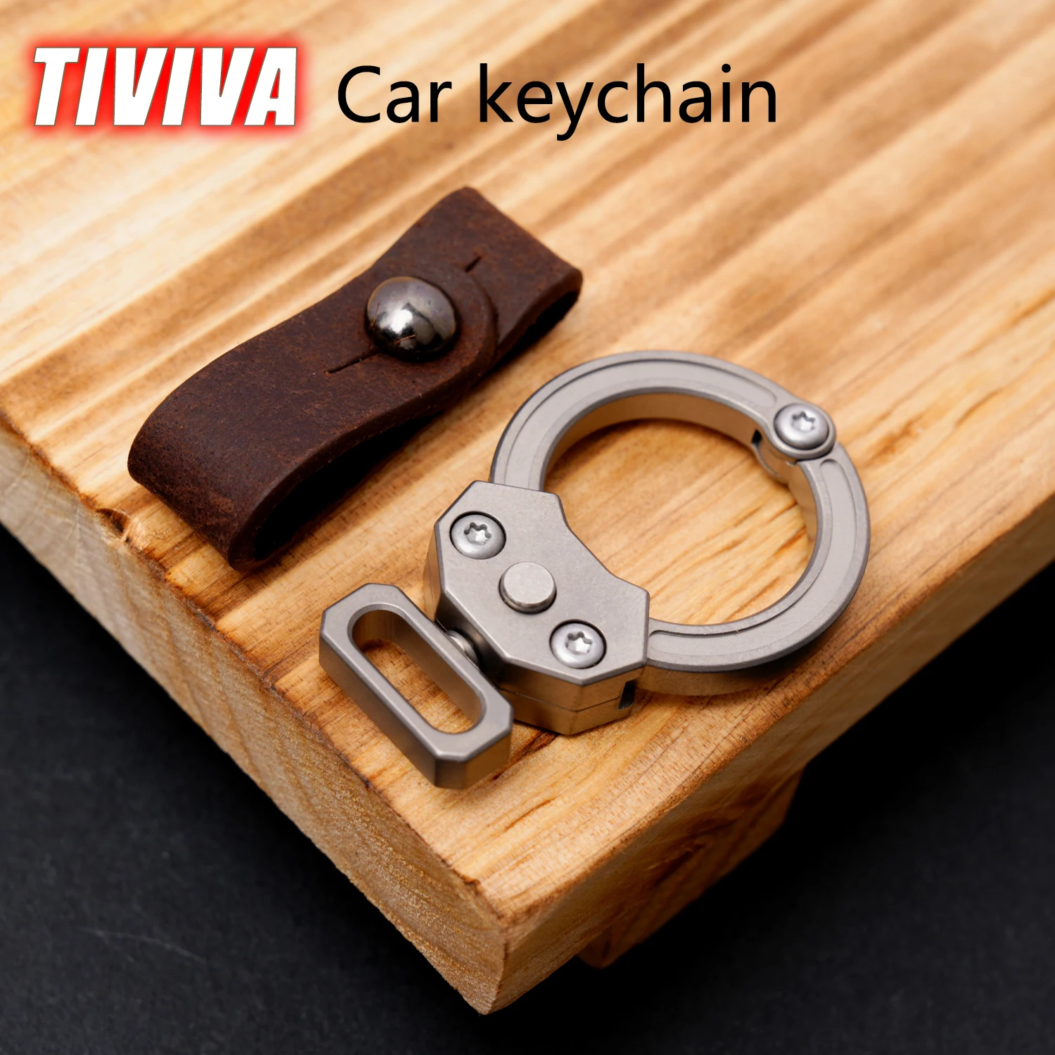 Titanium Alloy Car Keychain Personality Neutral Cowhide Key Chain Gift Outdoor Mini Tool EDC