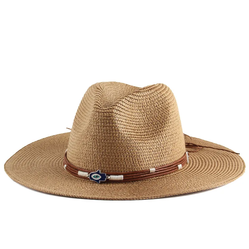 

Spring And Summer Unisex Panama Straw Hat, British Style Jazz Fedora, Holiday Sun Protection Flat-brimmed Hat, Original Design
