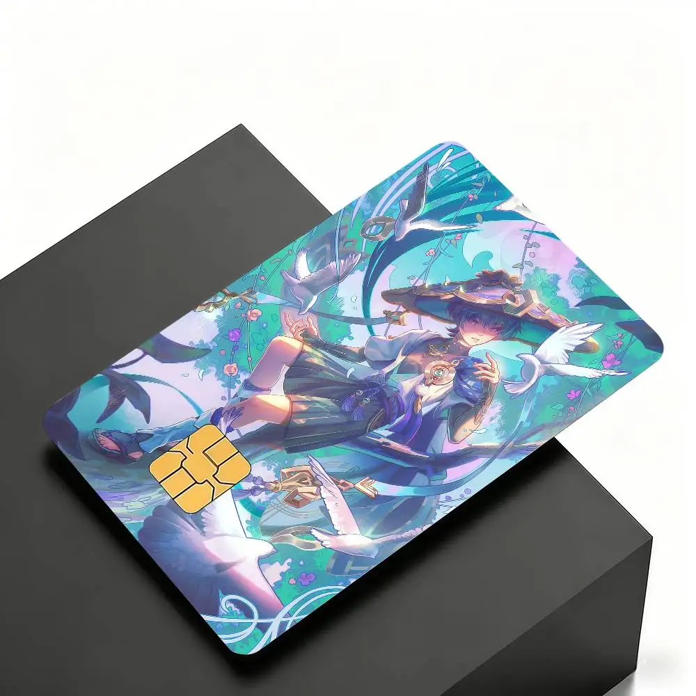 Genshin Impact Scaramouche Wander Kreditkarten-Skin-Aufkleber 4er-Set Folie Bus-Pass Frontdekoration Bank-Debitkarten Wasserdicht – Detail 15