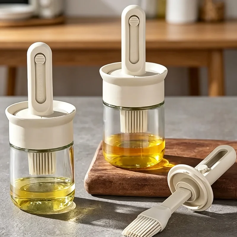 Kitchen Glass Baking Set - زجاجة زيت زجاجية مع فرشاة سيليكون