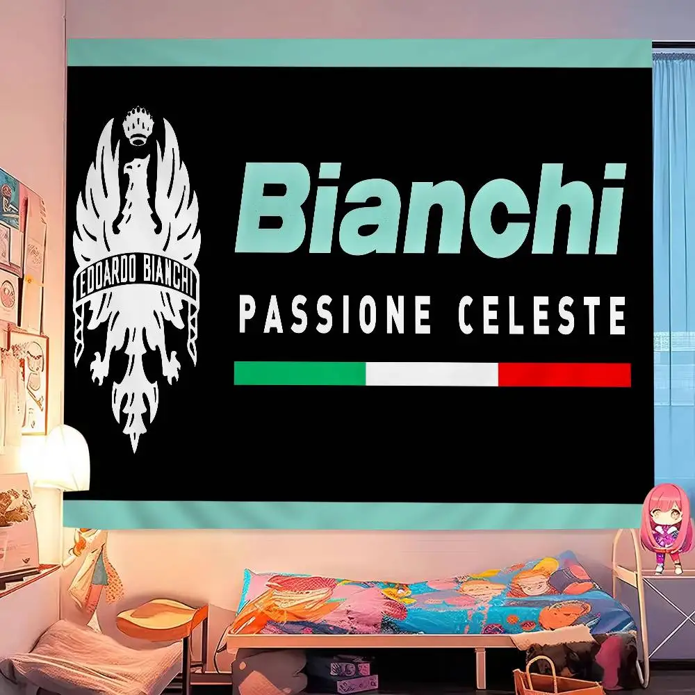 B-Bianchi Bike Logo DIY Wall Tapestry for Living Room Home Dorm Decor Wall Art Decor