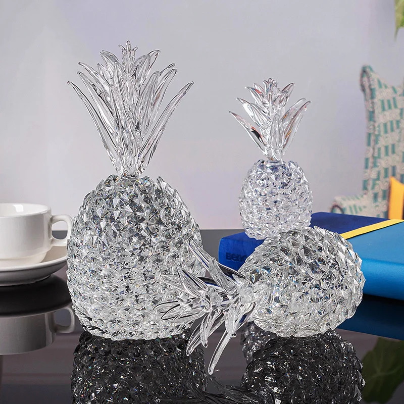 Transparent Crystal Decor Pineapple Home Decorations Ananas Living Room Wine Holder Crystal Figurines Exquisite Wedding Decor