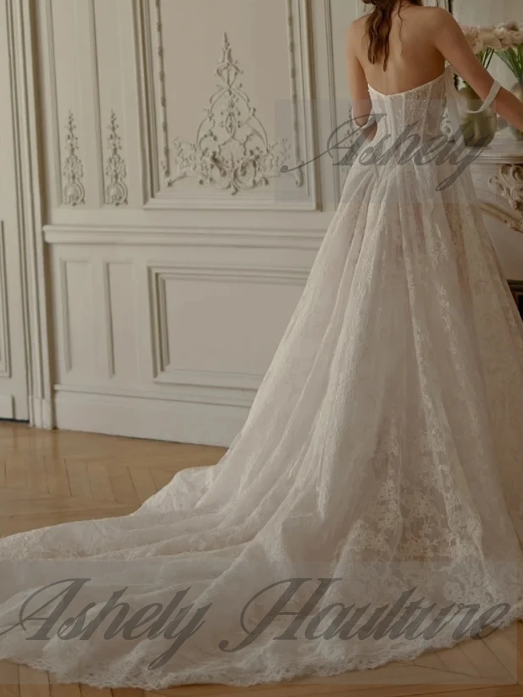 A3318 فساتين زفاف بيضاء ساحرة دانتيل كامل بوهو على شكل قلب A Line فستان زفاف نسائي رسمي فستان حفلات مسائية حسب الطلب